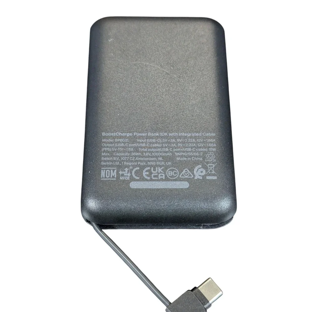 Aa2U Belkin BoostCharge‎ Power Bank 10K Wth Integrated USB-C Cable BPB021 Black